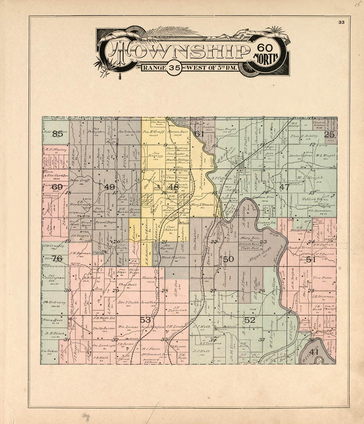 Township 60 North Range 35 West of 5th P.M. from Atlas of Andrew County, Missouri 1898 by Relic Map Company