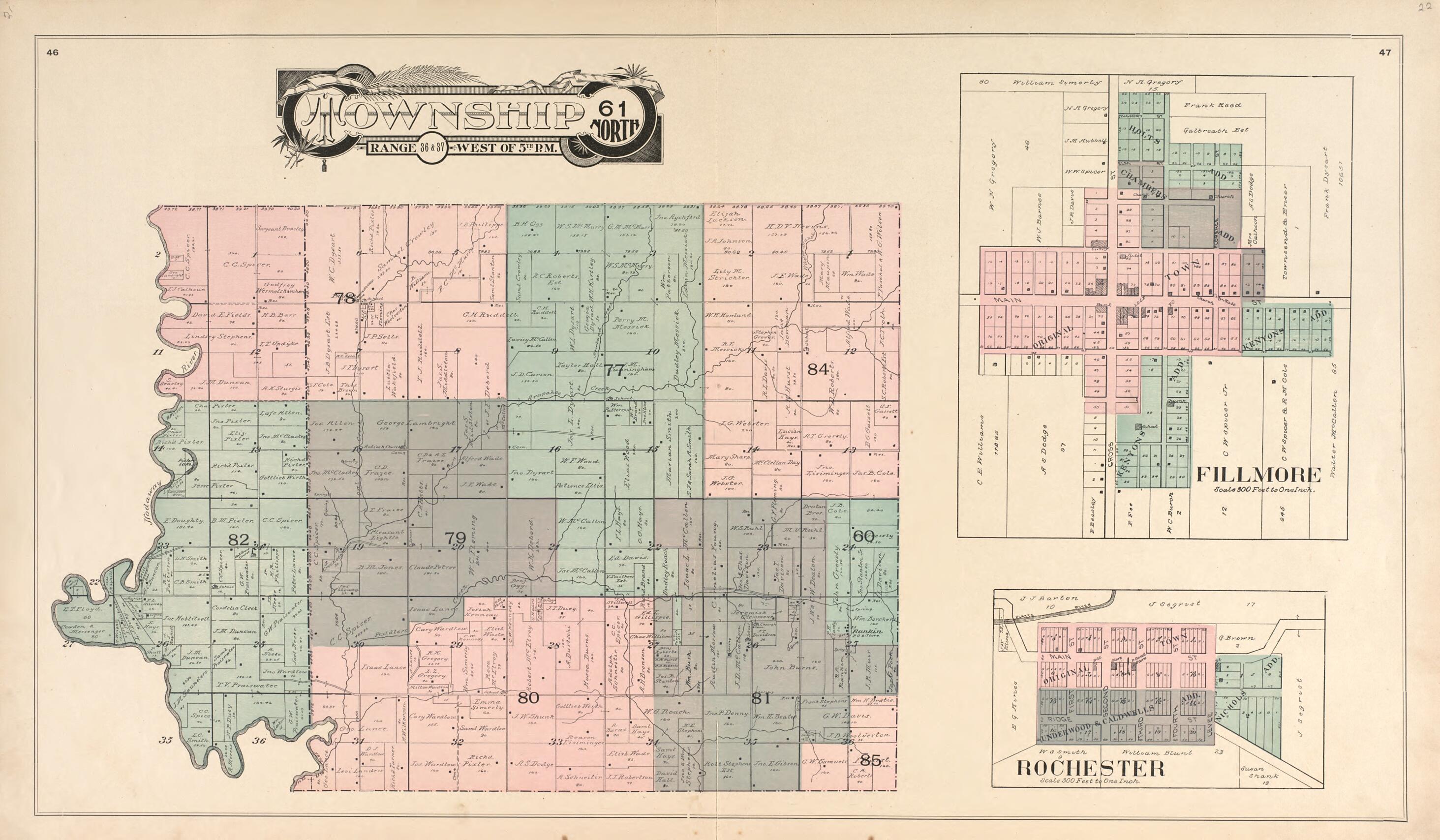 This old map of Township 61 North Range 36 & 37 West of 5th P.M. from Atlas of Andrew County, Missouri from 1898 was created by Pa.) Acme Publishing Co. (Philadelphia in 1898