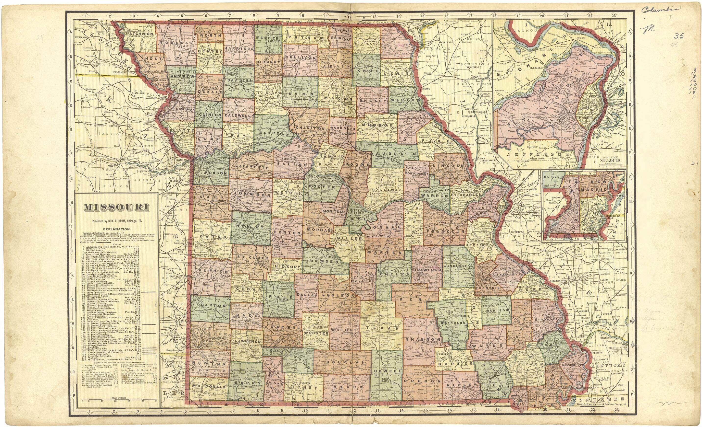 This old map of Missouri from Standard Atlas of Cedar County, Missouri from 1908 was created by Geo. A. Ogle & Co in 1908