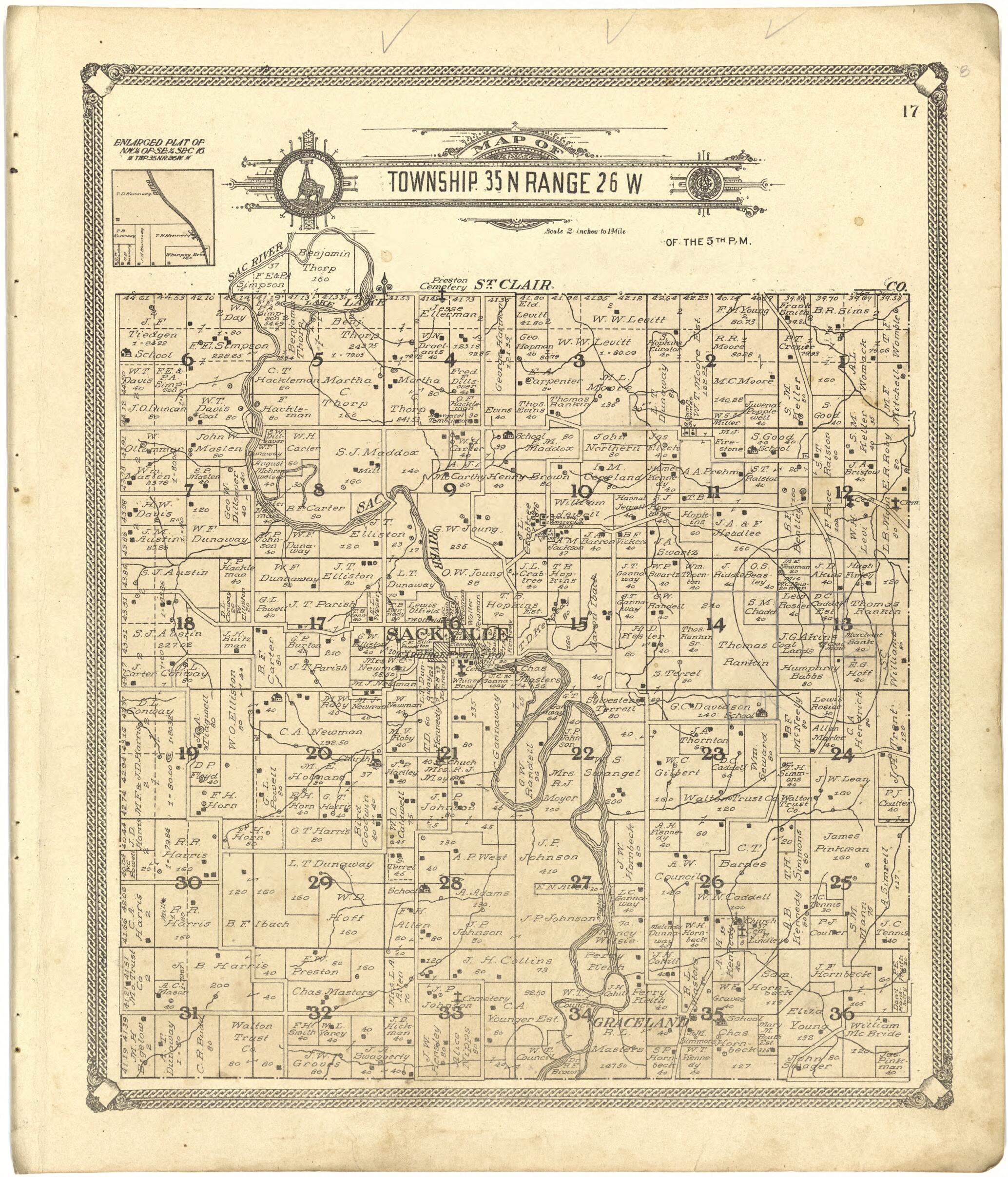 This old map of Map of Township 35 N Range 26 W from Standard Atlas of Cedar County, Missouri from 1908 was created by Geo. A. Ogle & Co in 1908