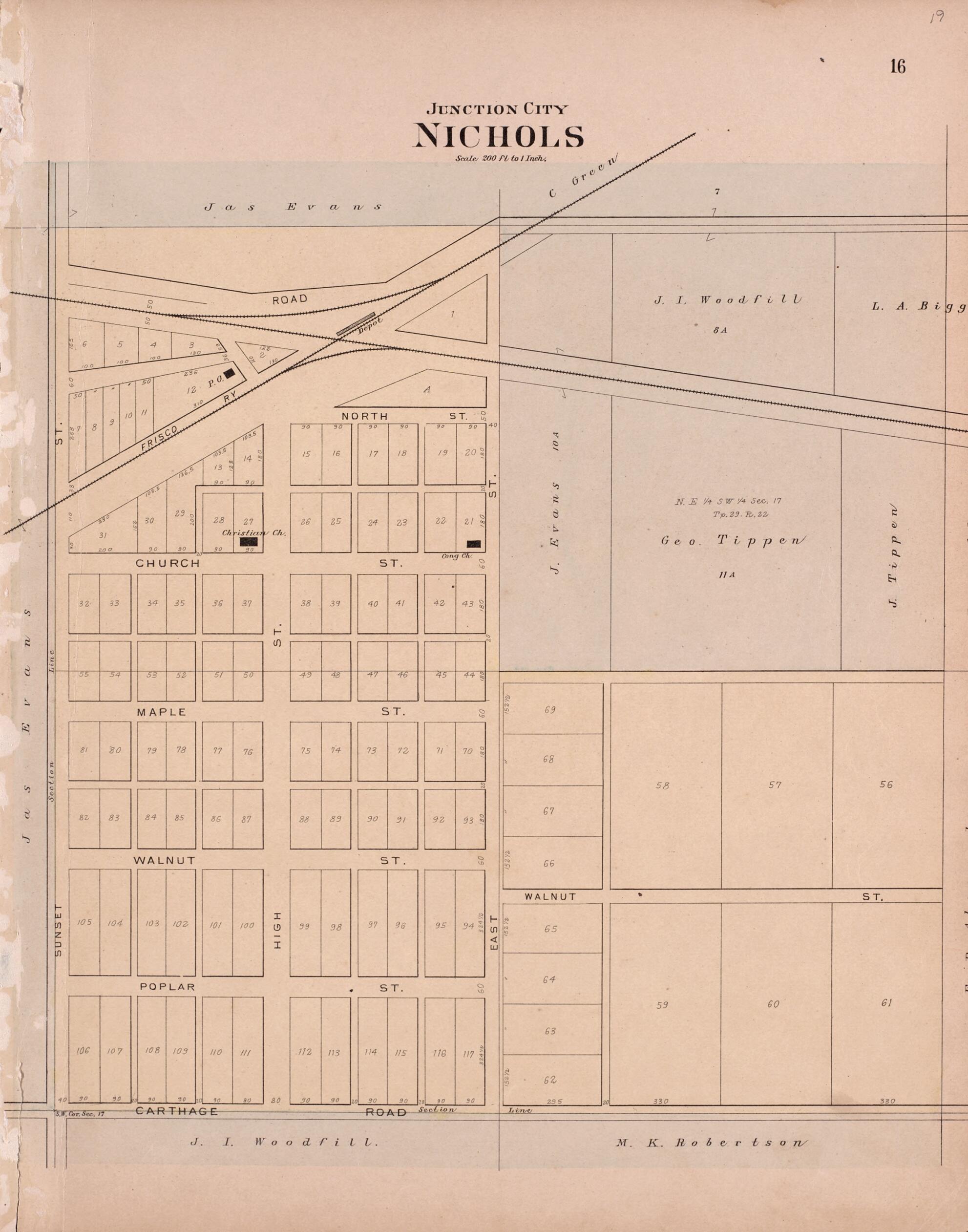 This old map of Nichols from Plat Book of Greene County, Missouri from 1904 was created by Missouri Publishing Co in 1904