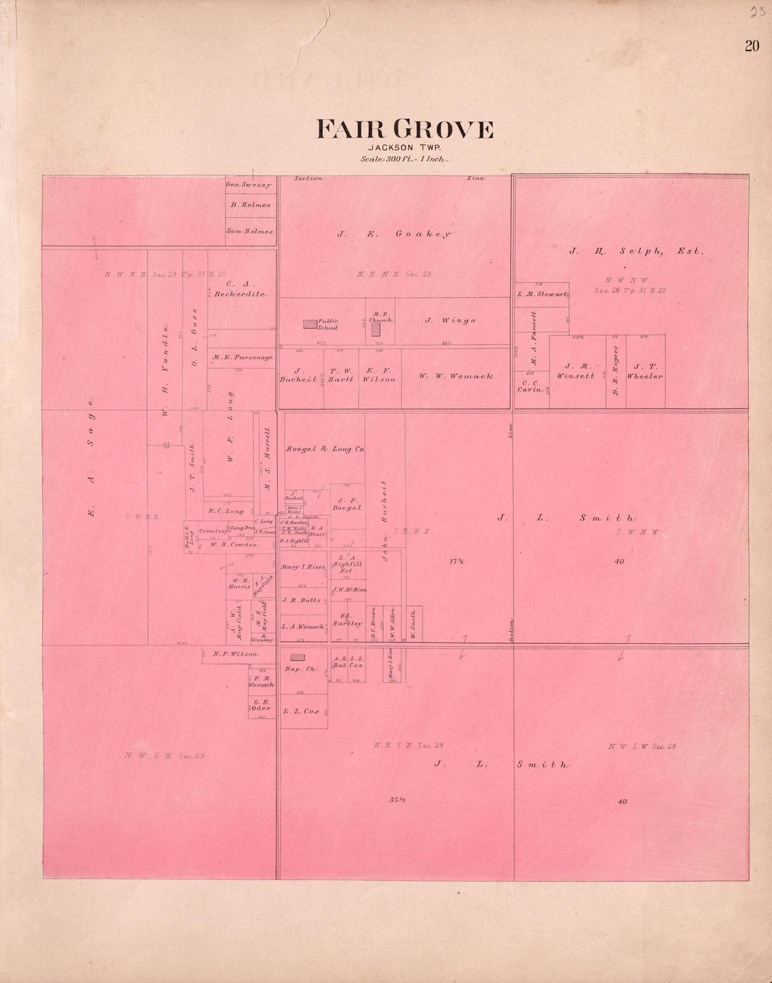 This old map of Fair Grove (Jackson Township) from Plat Book of Greene County, Missouri from 1904 was created by Missouri Publishing Co in 1904