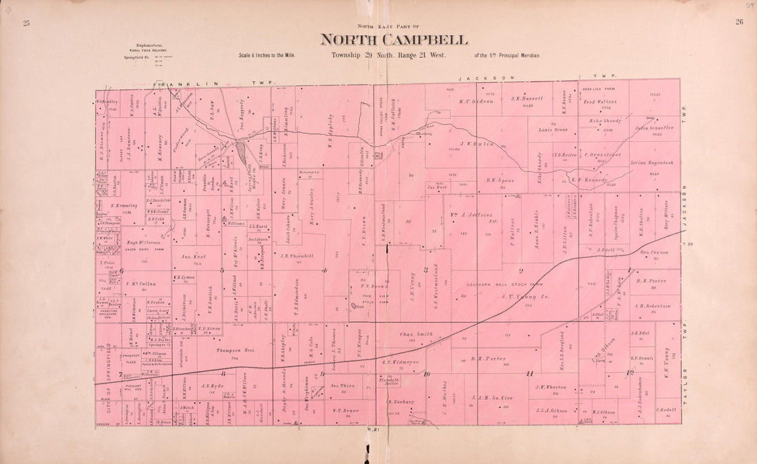 This old map of North Campbell from Plat Book of Greene County, Missouri from 1904 was created by Missouri Publishing Co in 1904