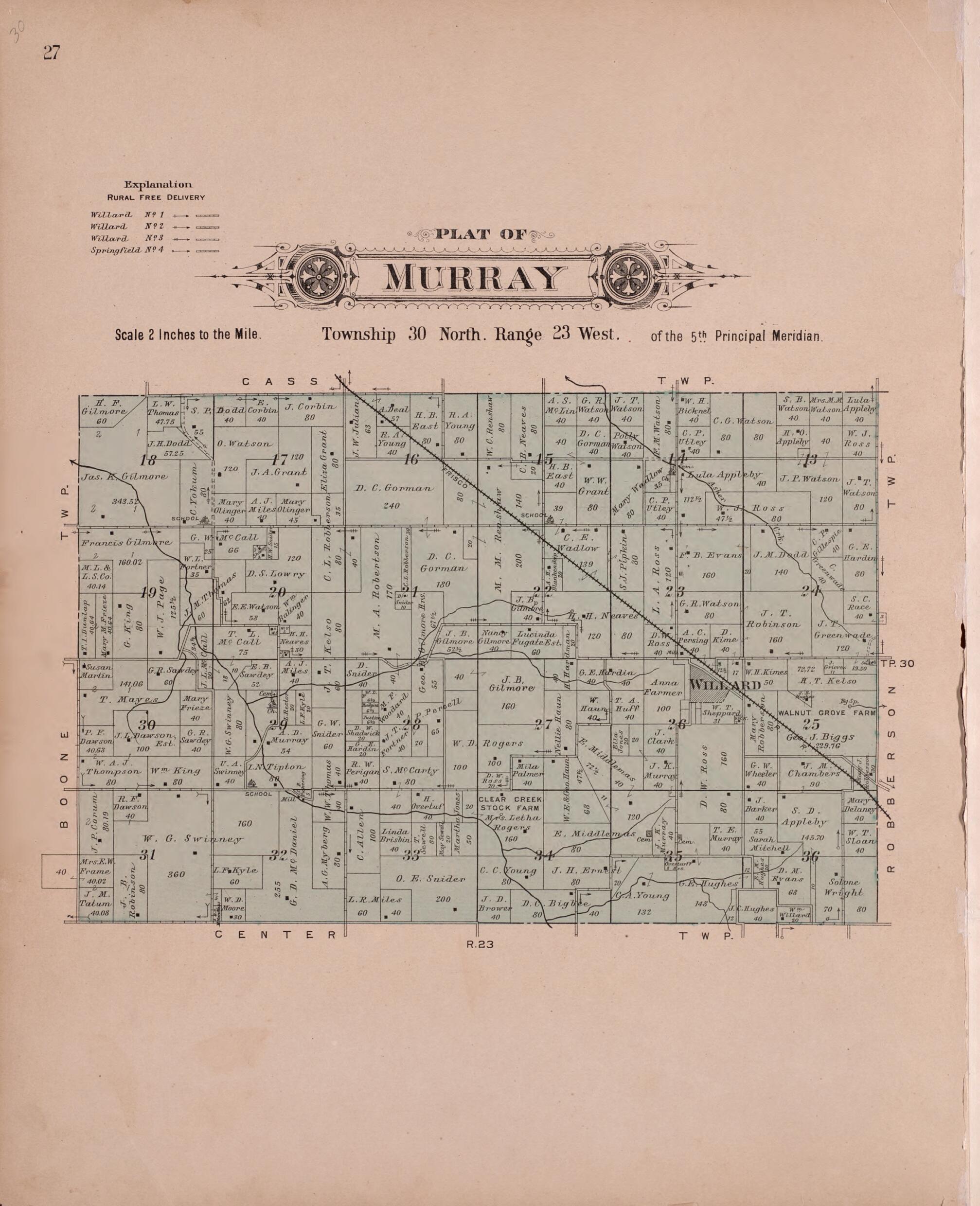 This old map of Murray from Plat Book of Greene County, Missouri from 1904 was created by Missouri Publishing Co in 1904