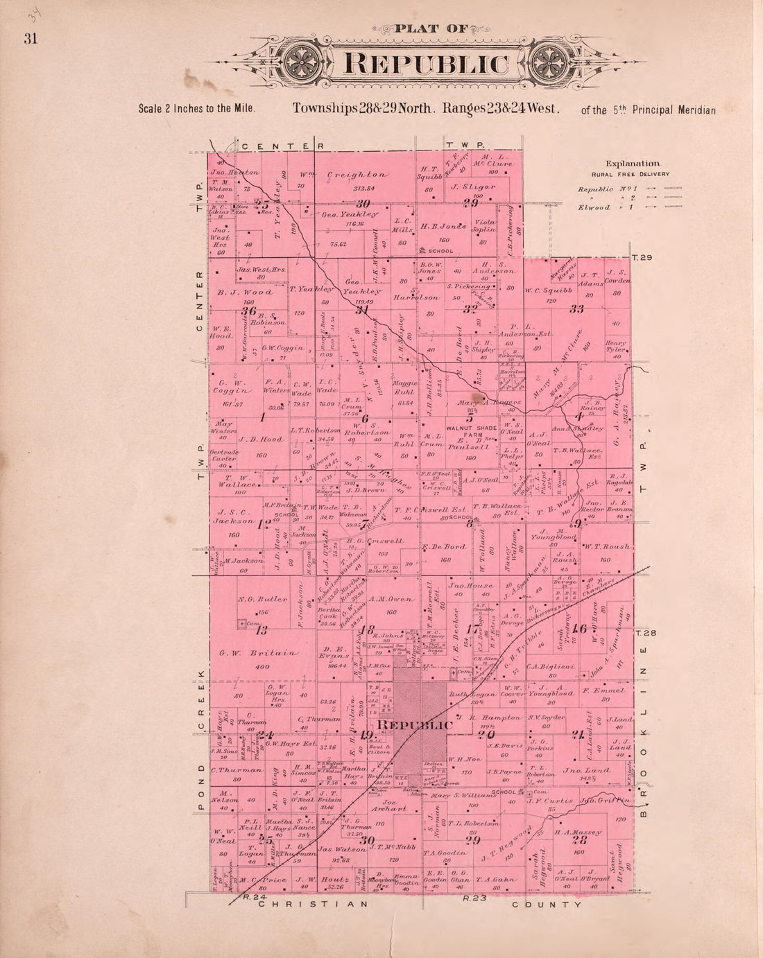 This old map of Republic from Plat Book of Greene County, Missouri from 1904 was created by Missouri Publishing Co in 1904