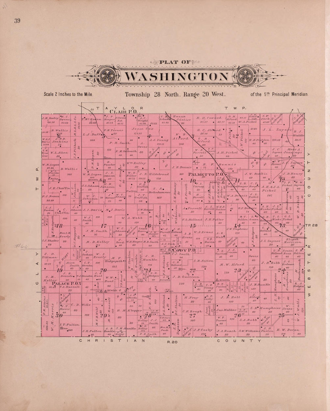 This old map of Washington from Plat Book of Greene County, Missouri from 1904 was created by Missouri Publishing Co in 1904