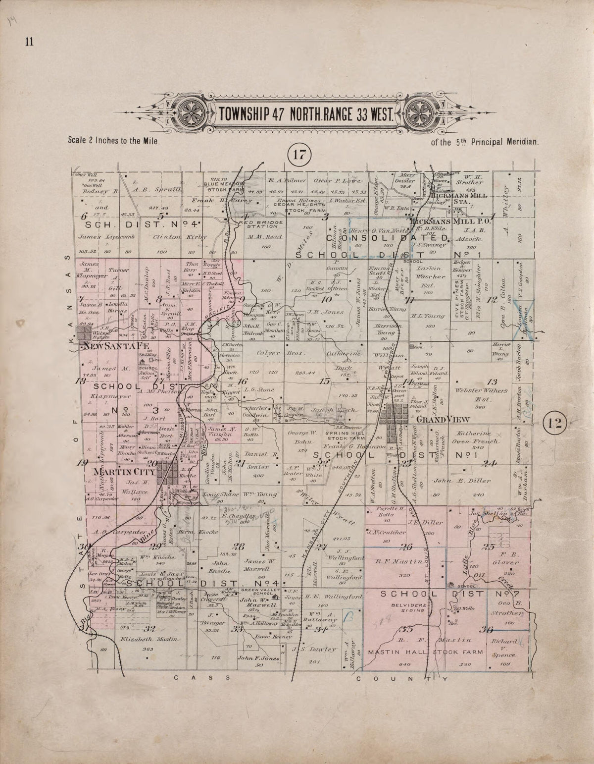 Township 47 North Range 33 West from Plat Book of Jackson County, Missouri 1904 by Relic Map Company