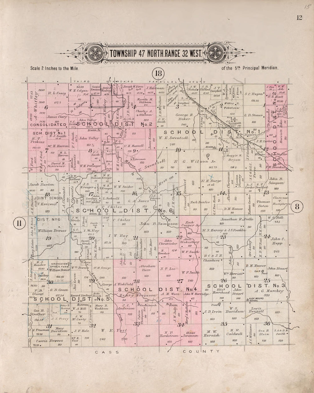 This old map of Township 47 North Range 32 West from Plat Book of Jackson County, Missouri from 1904 was created by North West Publishing Co in 1904
