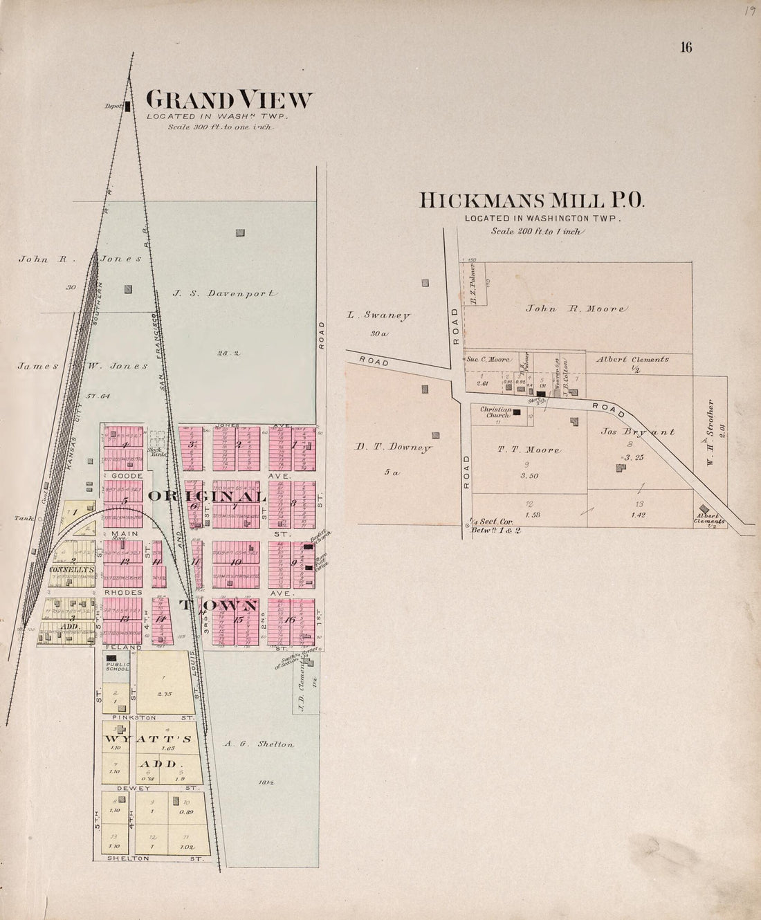 This old map of Grand View & Hickmans Mill P.O. from Plat Book of Jackson County, Missouri from 1904 was created by North West Publishing Co in 1904