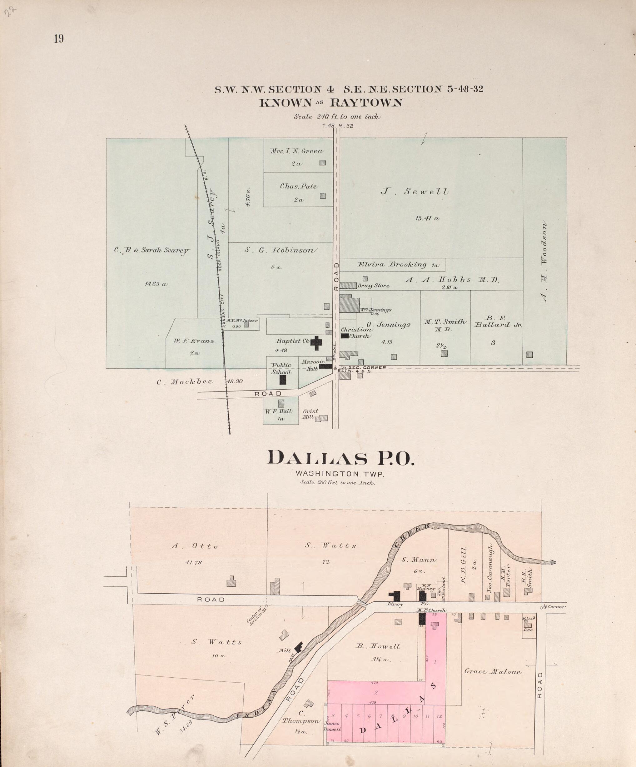 This old map of Raytown & Dallas P.O. from Plat Book of Jackson County, Missouri from 1904 was created by North West Publishing Co in 1904