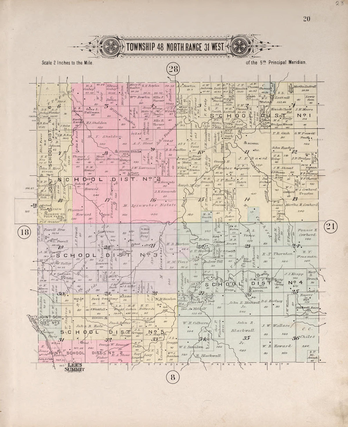 Township 48 North Range 31 West from Plat Book of Jackson County, Missouri 1904 by Relic Map Company