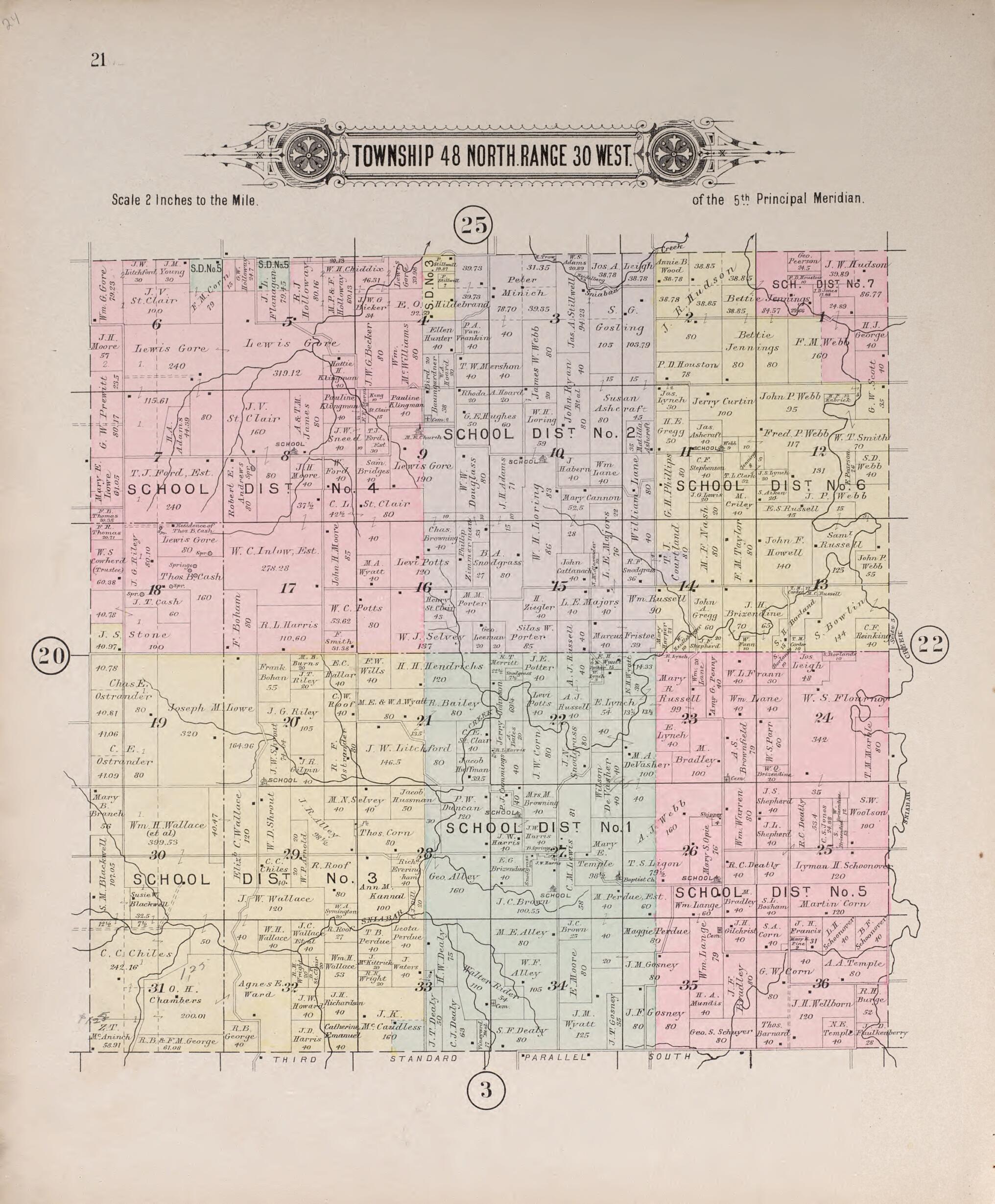 This old map of Township 48 North Range 30 West from Plat Book of Jackson County, Missouri from 1904 was created by North West Publishing Co in 1904