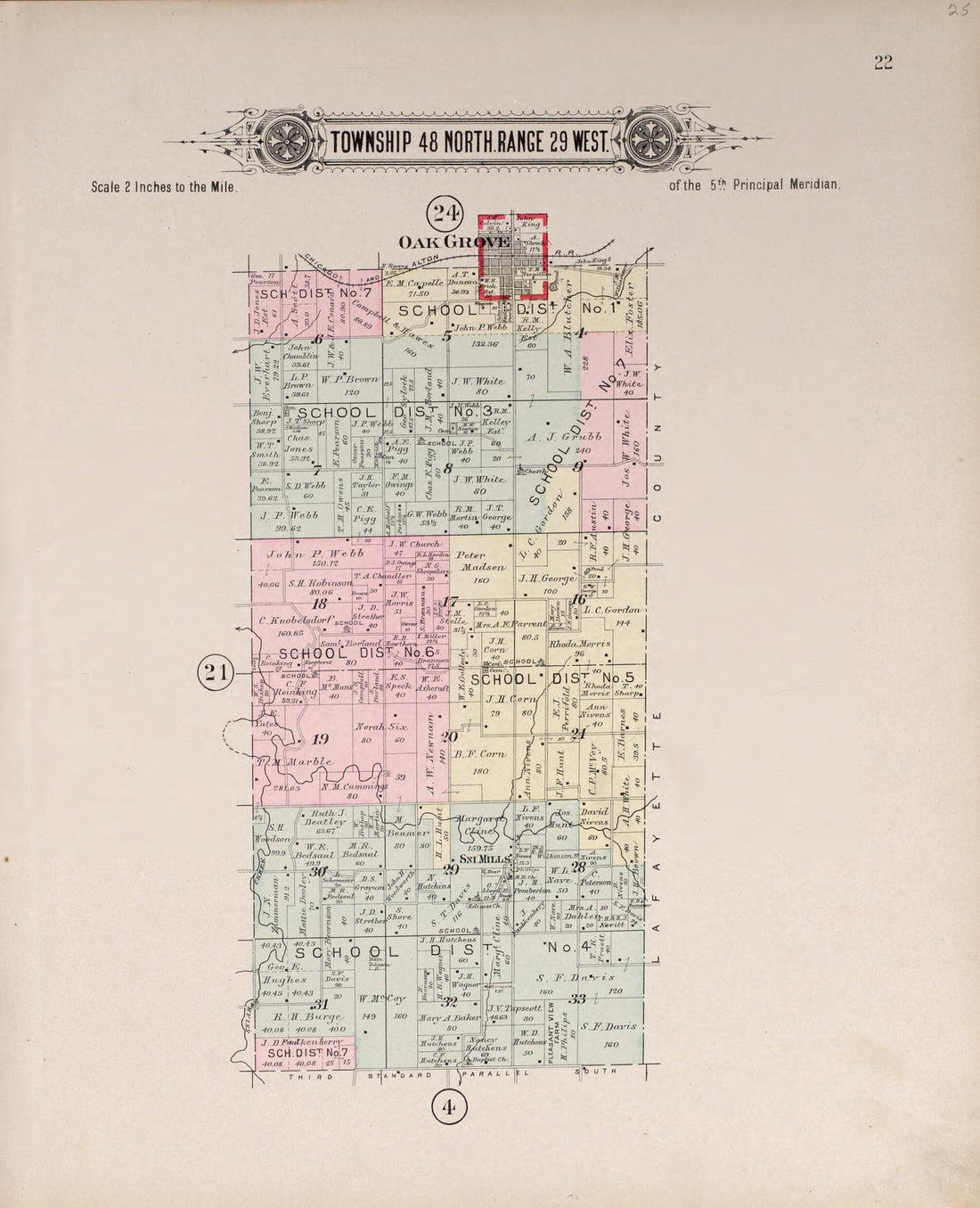 This old map of Township 48 North Range 29 West from Plat Book of Jackson County, Missouri from 1904 was created by North West Publishing Co in 1904