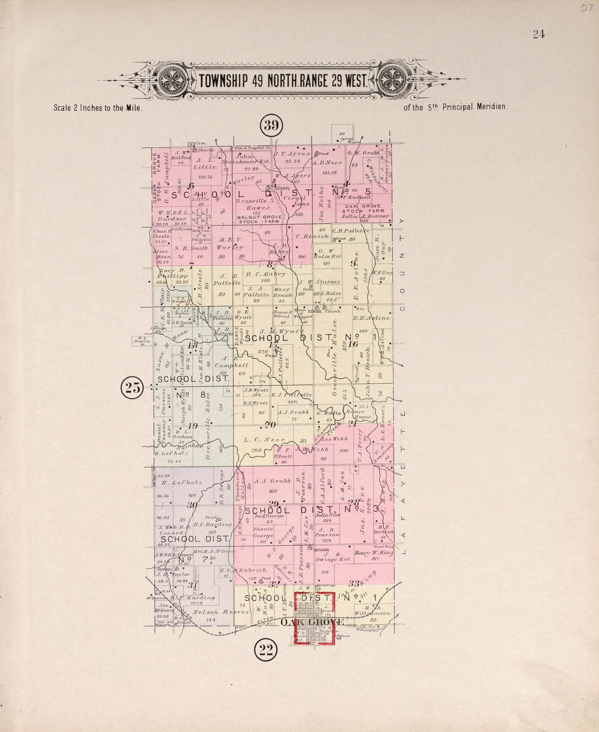 Township 49 North Range 29 West from Plat Book of Jackson County, Missouri 1904 by Relic Map Company