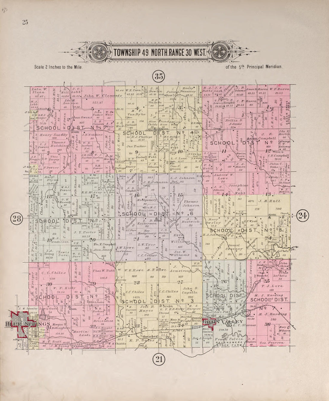 This old map of Township 49 North Range 30 West from Plat Book of Jackson County, Missouri from 1904 was created by North West Publishing Co in 1904