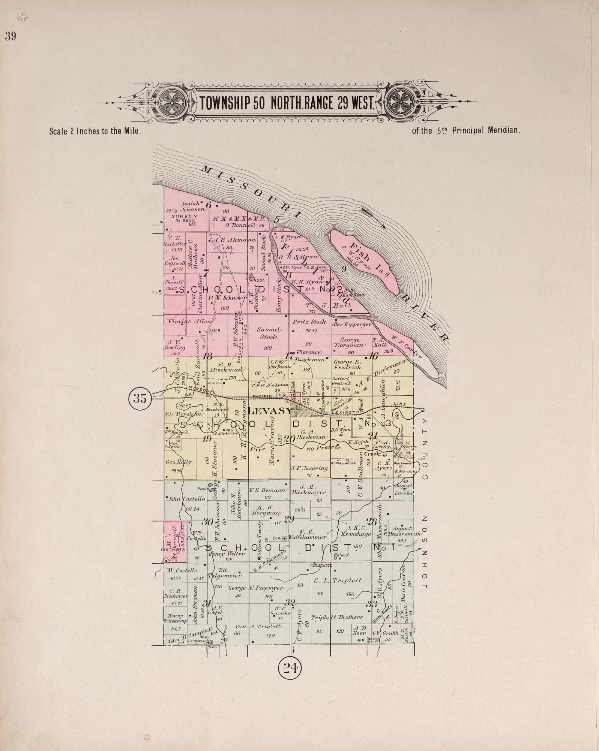 This old map of Township 50 North Range 29 West from Plat Book of Jackson County, Missouri from 1904 was created by North West Publishing Co in 1904