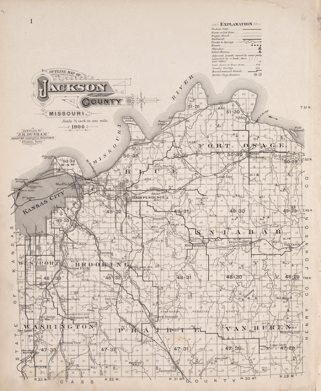 This old map of Outline Map of Jackson County from Plat Book of Jackson County, Missouri from 1904 was created by North West Publishing Co in 1904