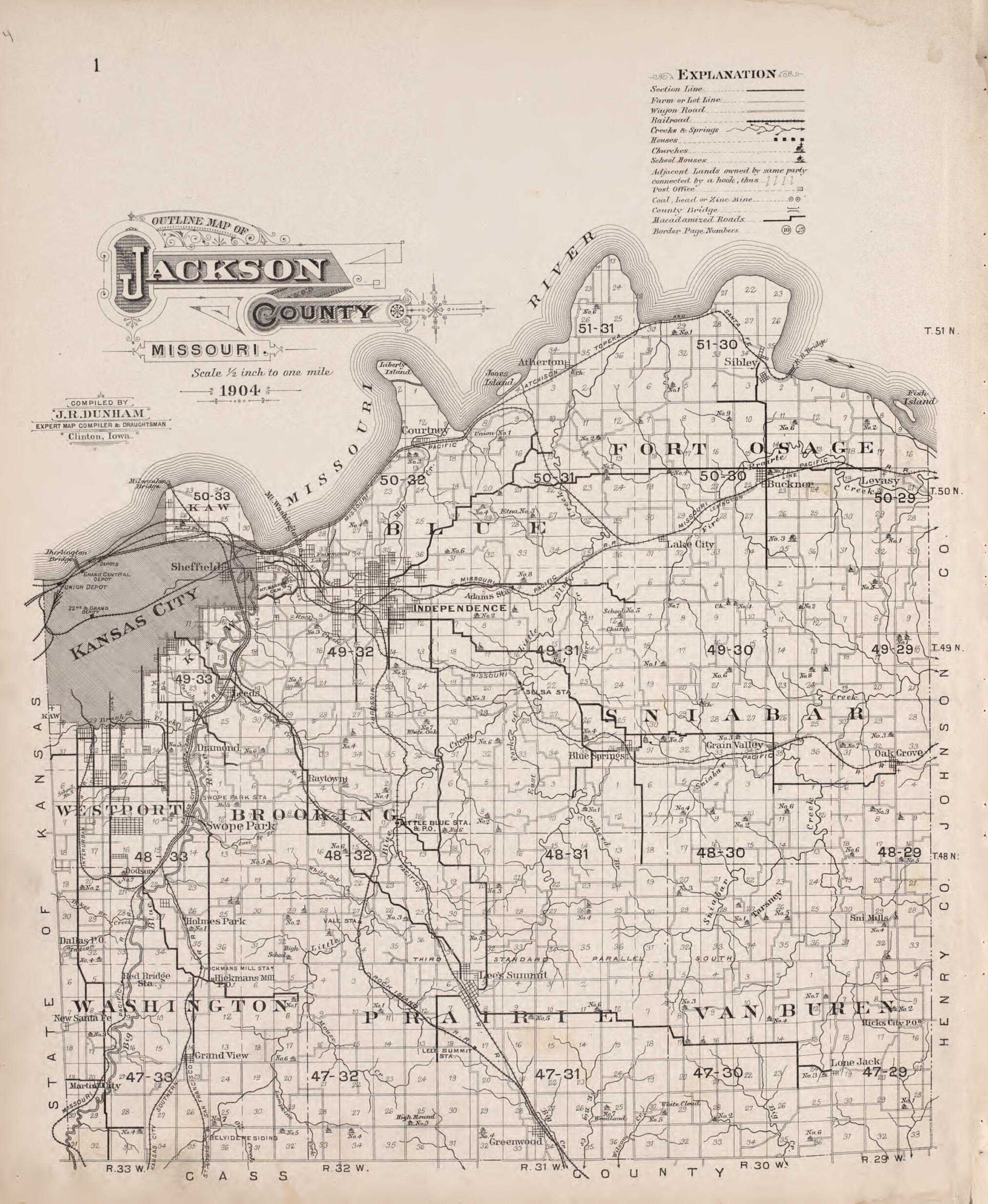 This old map of Outline Map of Jackson County from Plat Book of Jackson County, Missouri from 1904 was created by North West Publishing Co in 1904