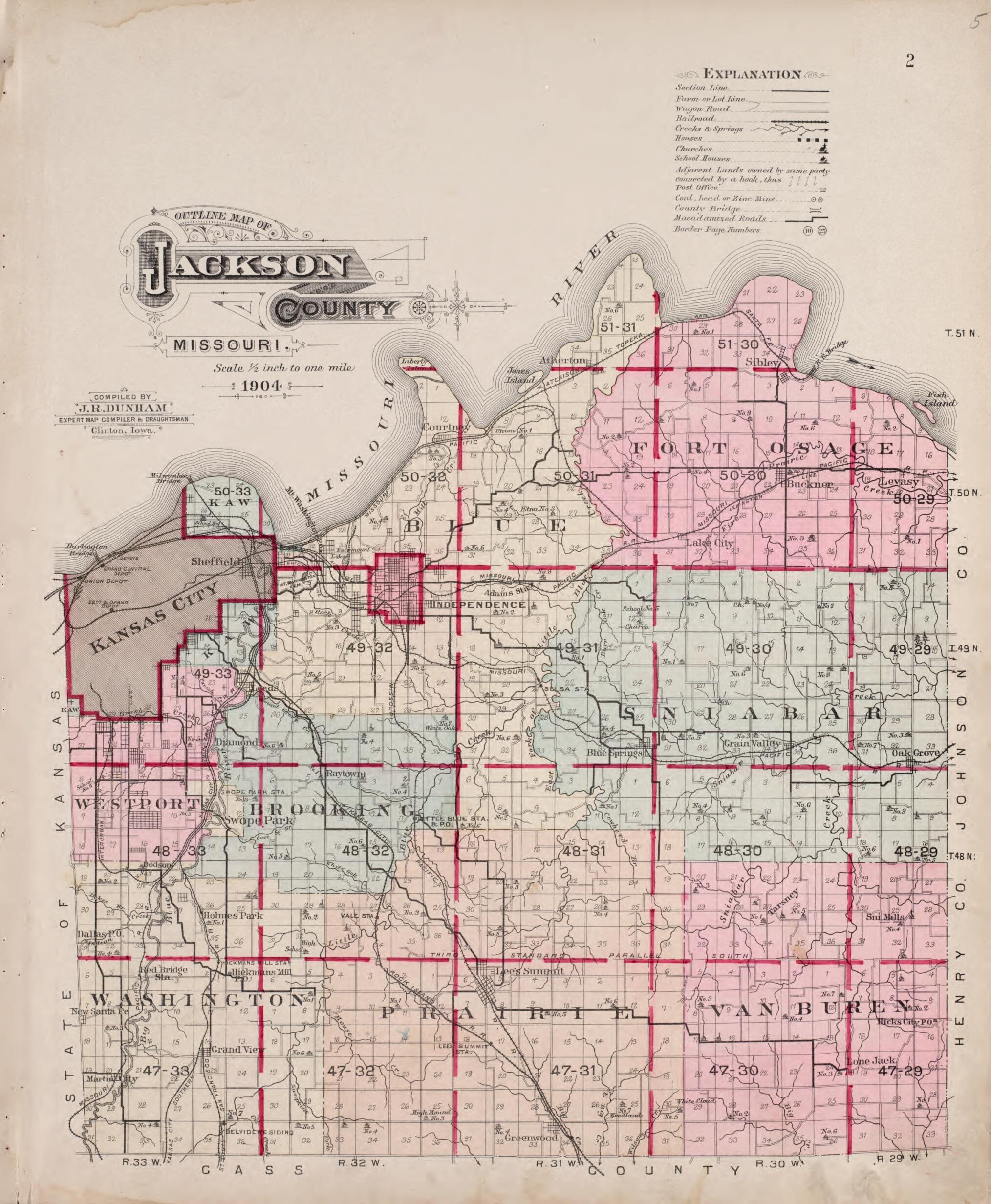 This old map of Outline Map of Jackson County - Color from Plat Book of Jackson County, Missouri from 1904 was created by North West Publishing Co in 1904