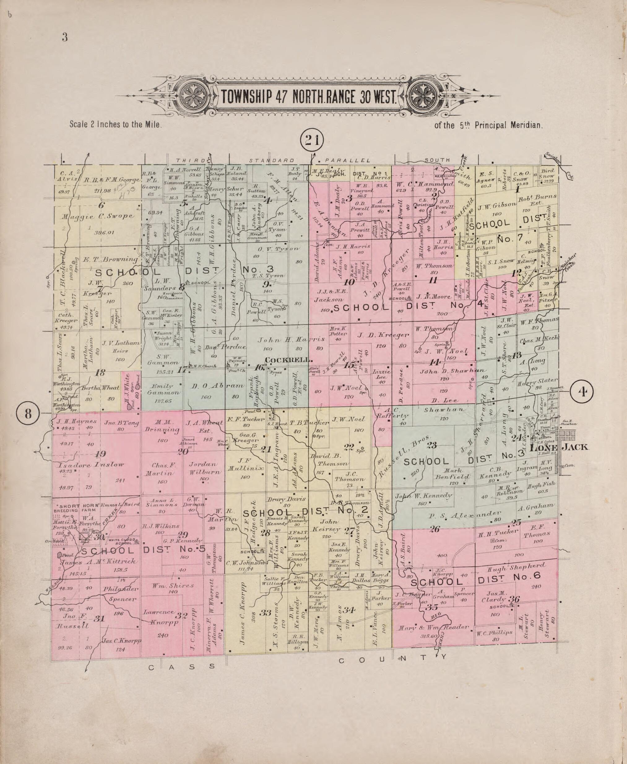 This old map of Township 47 North Range 30 West from Plat Book of Jackson County, Missouri from 1904 was created by North West Publishing Co in 1904