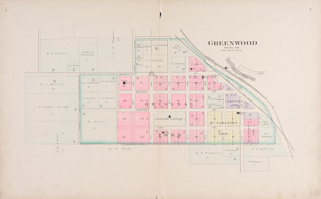 This old map of Greenwood from Plat Book of Jackson County, Missouri from 1904 was created by North West Publishing Co in 1904