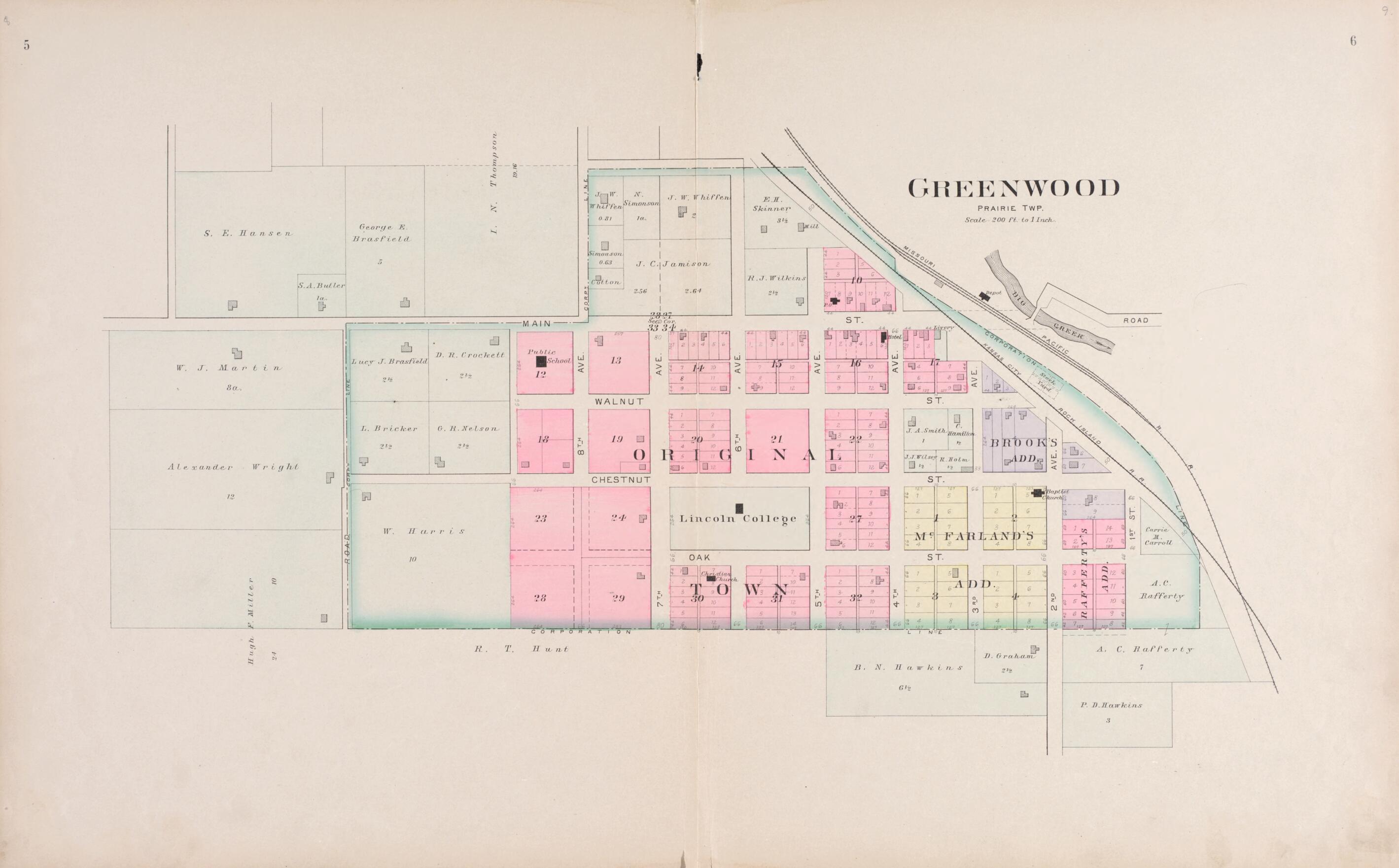 This old map of Greenwood from Plat Book of Jackson County, Missouri from 1904 was created by North West Publishing Co in 1904