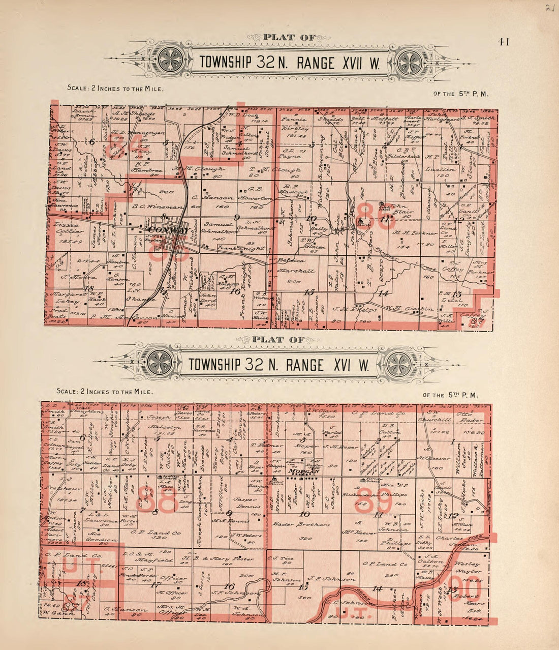 This old map of Township 32 N Range XVII W & Township 32 N Range XVI W from Plat Book of La Clede County, Missouri from 1912 was created by Ill.) Western Publishing Company (Chicago in 1912
