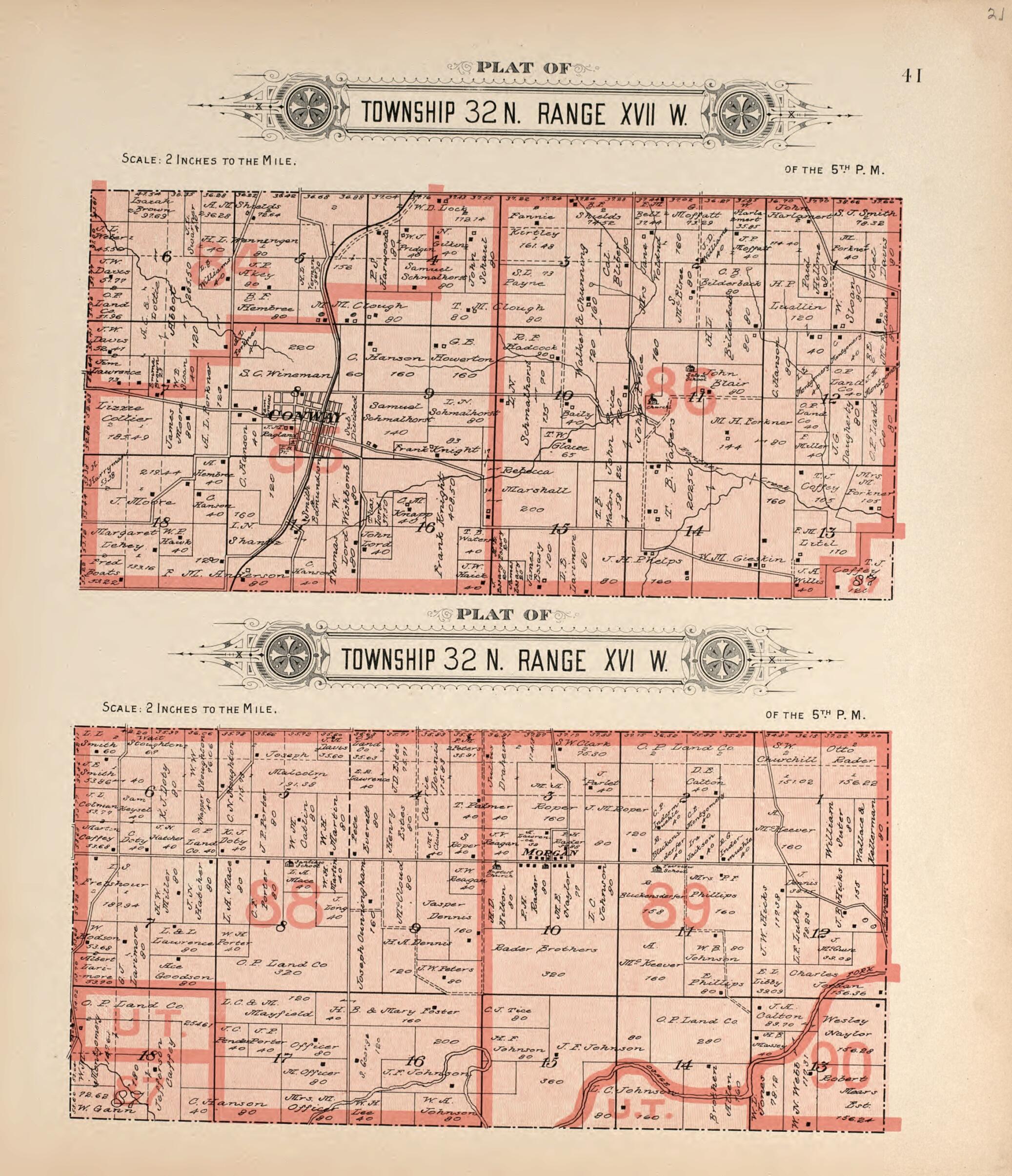 This old map of Township 32 N Range XVII W & Township 32 N Range XVI W from Plat Book of La Clede County, Missouri from 1912 was created by Ill.) Western Publishing Company (Chicago in 1912