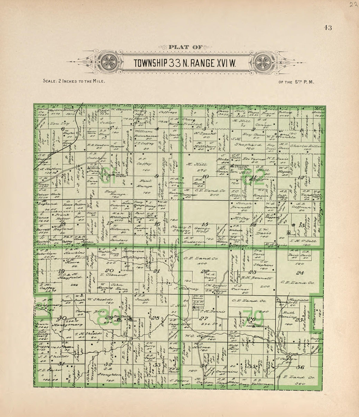 Township 32 N Range XVI W from Plat Book of La Clede County, Missouri 1912 by Relic Map Company