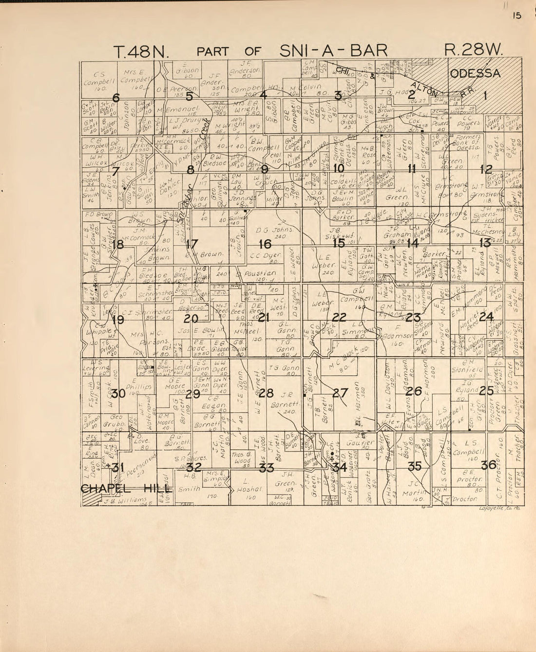 This old map of Sni-A-Bar from Atlas of Lafayette County, Missouri. from 1920 was created by W.W. Hixson & Co in 1920