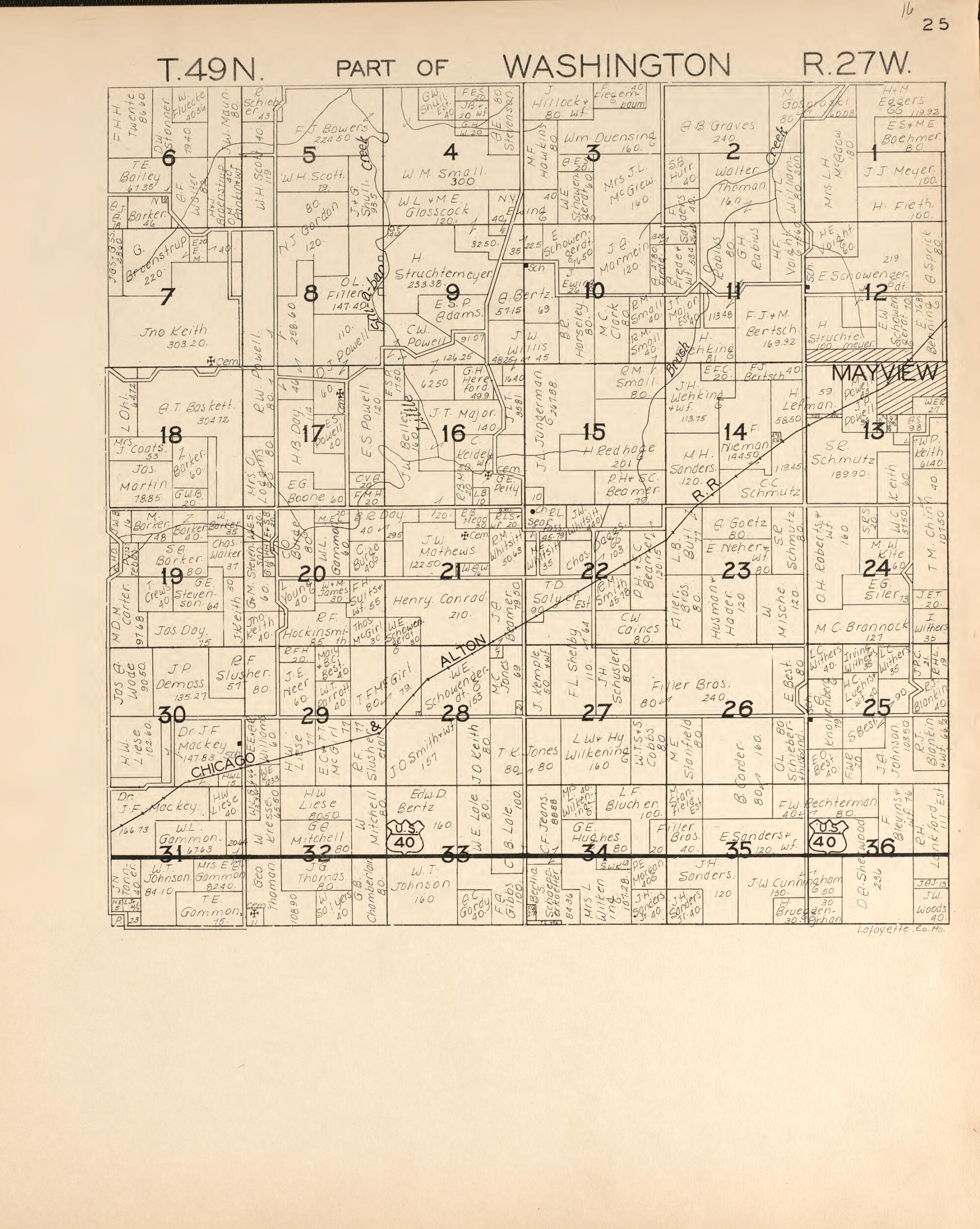 This old map of Washington from Atlas of Lafayette County, Missouri. from 1920 was created by W.W. Hixson & Co in 1920