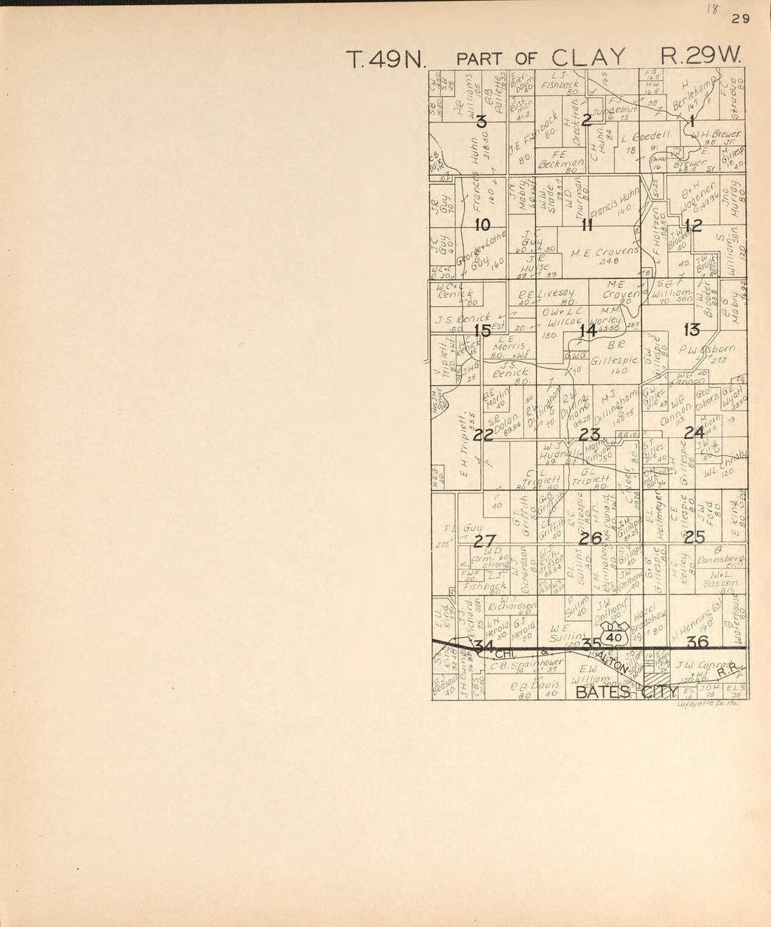 This old map of Clay from Atlas of Lafayette County, Missouri. from 1920 was created by W.W. Hixson & Co in 1920