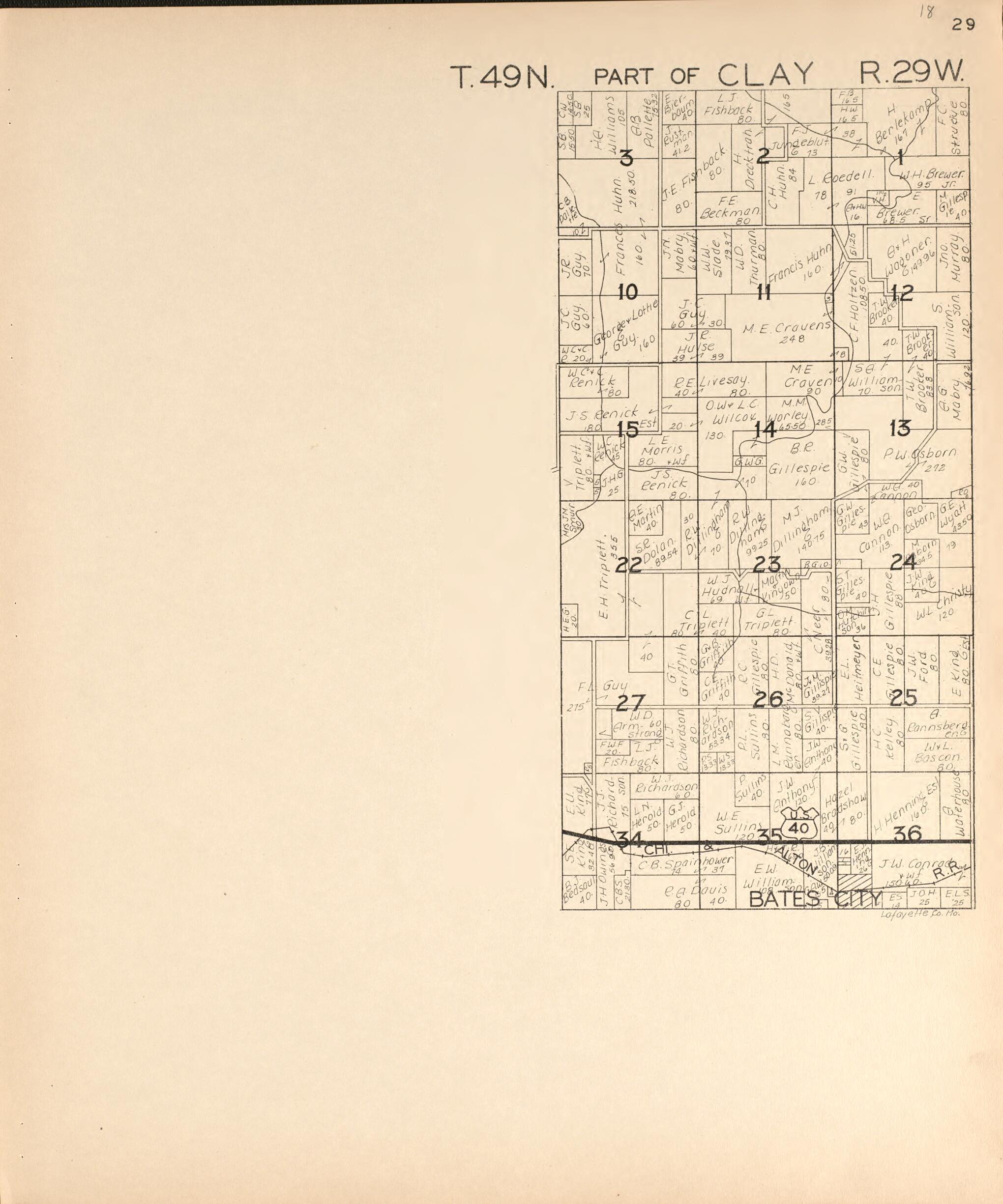 This old map of Clay from Atlas of Lafayette County, Missouri. from 1920 was created by W.W. Hixson & Co in 1920