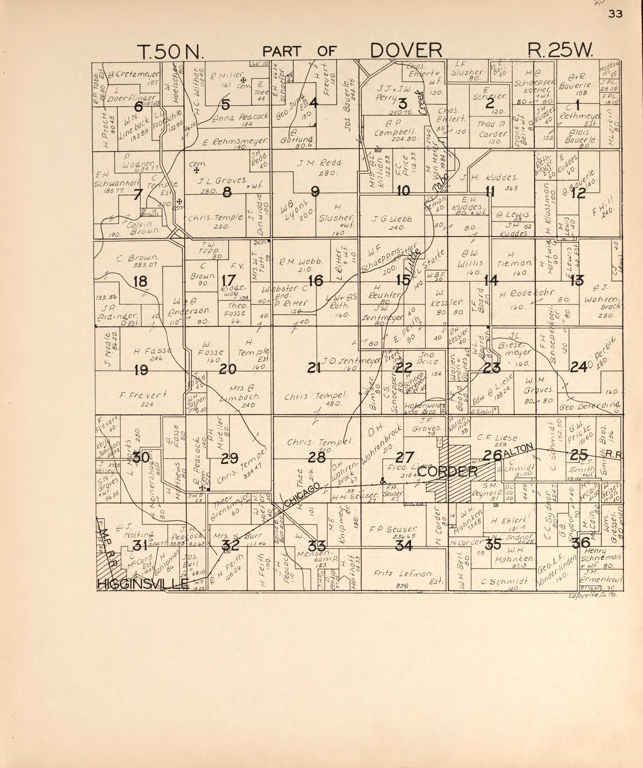 This old map of Dover from Atlas of Lafayette County, Missouri. from 1920 was created by W.W. Hixson & Co in 1920