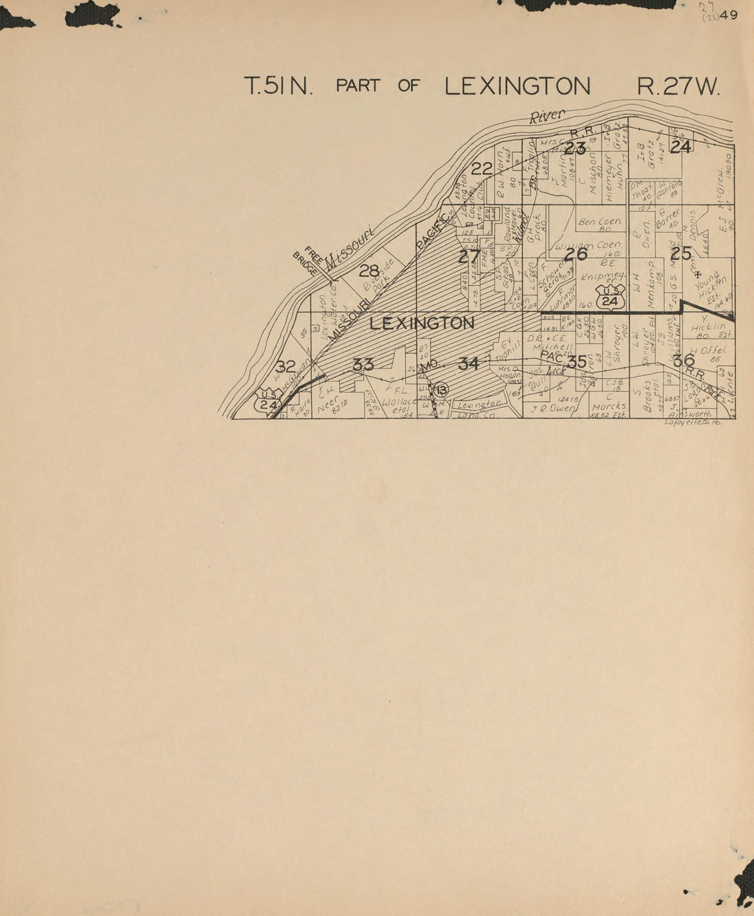 This old map of Lexington from Atlas of Lafayette County, Missouri. from 1920 was created by W.W. Hixson & Co in 1920