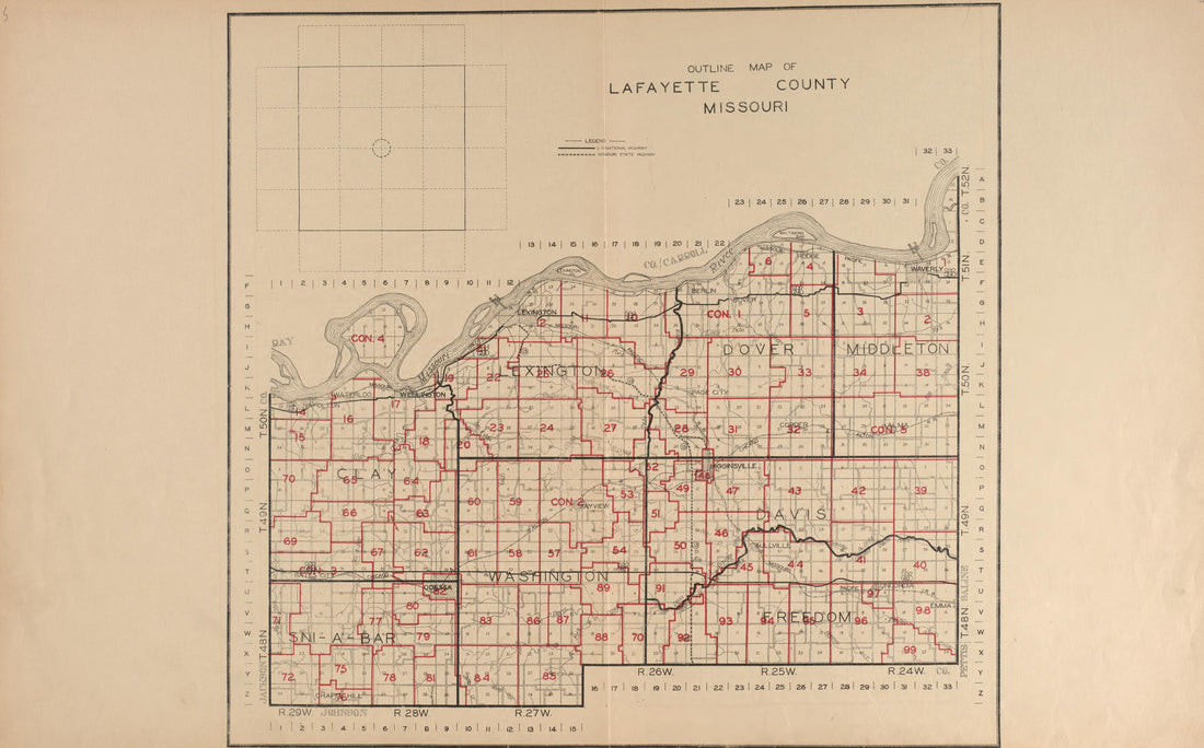 This old map of Lafayette County from Atlas of Lafayette County, Missouri. from 1920 was created by W.W. Hixson & Co in 1920