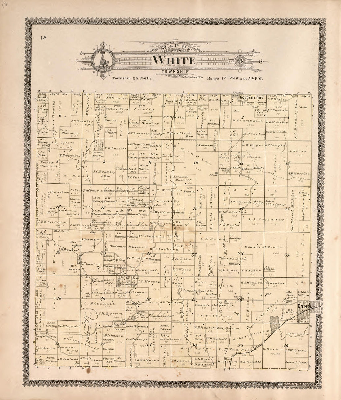 This old map of White Township from Standard Atlas of Macon County, Missouri from 1897 was created by Geo. A. Ogle & Co in 1897