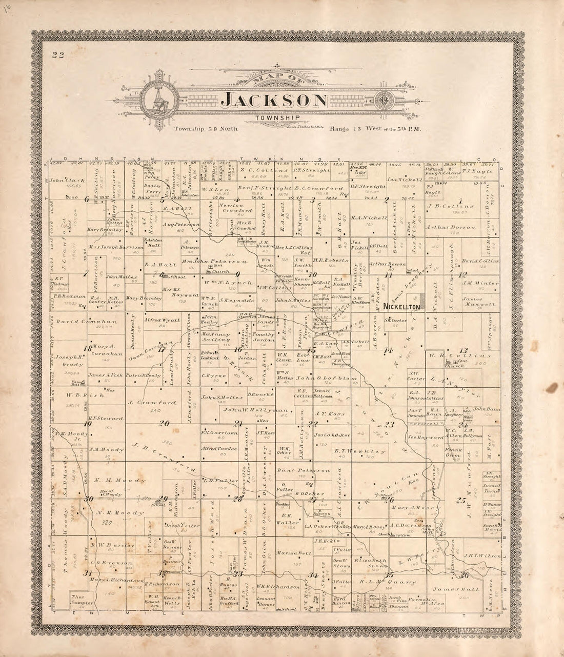 This old map of Jackson Township from Standard Atlas of Macon County, Missouri from 1897 was created by Geo. A. Ogle & Co in 1897