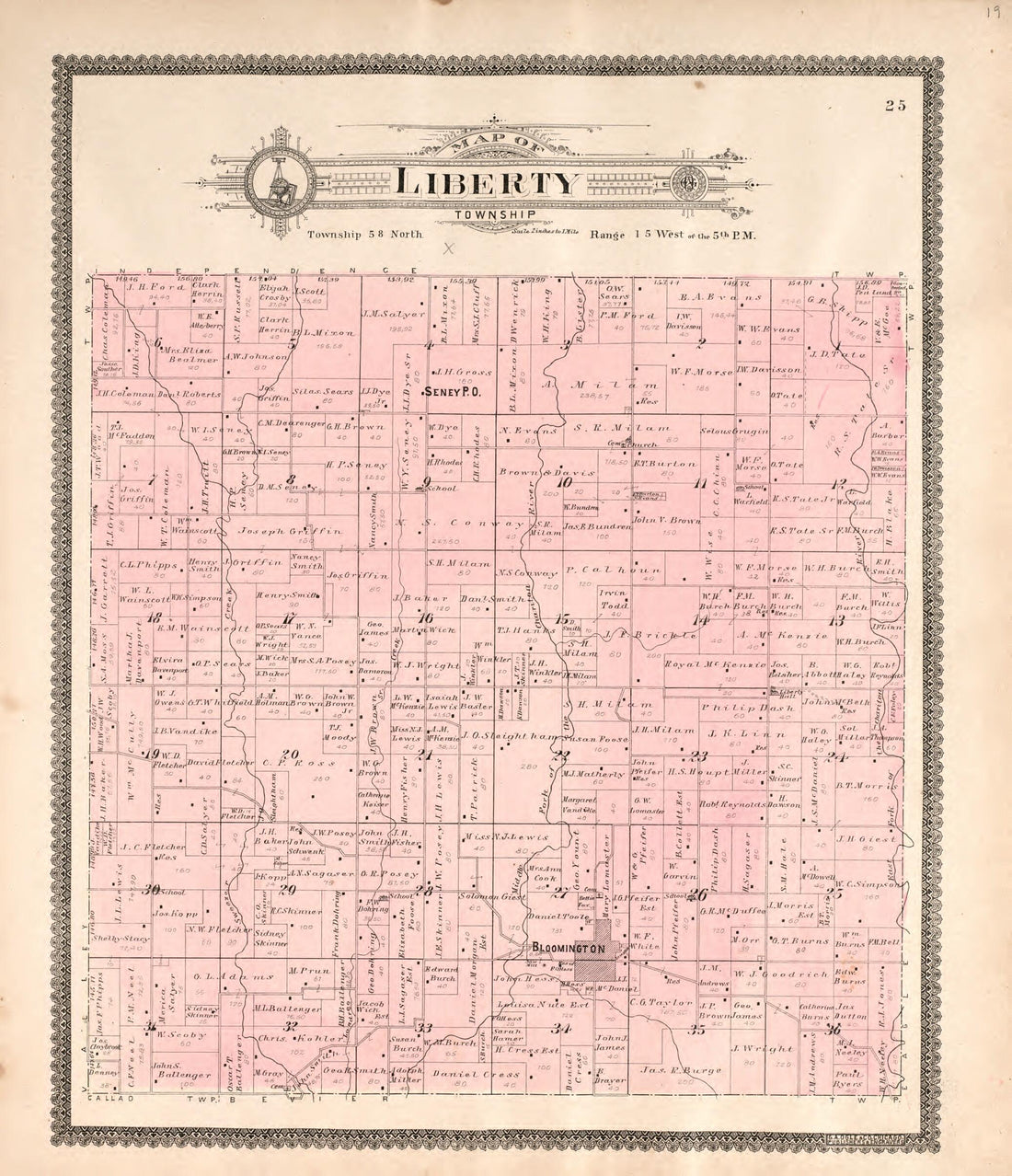 This old map of Liberty Township from Standard Atlas of Macon County, Missouri from 1897 was created by Geo. A. Ogle & Co in 1897