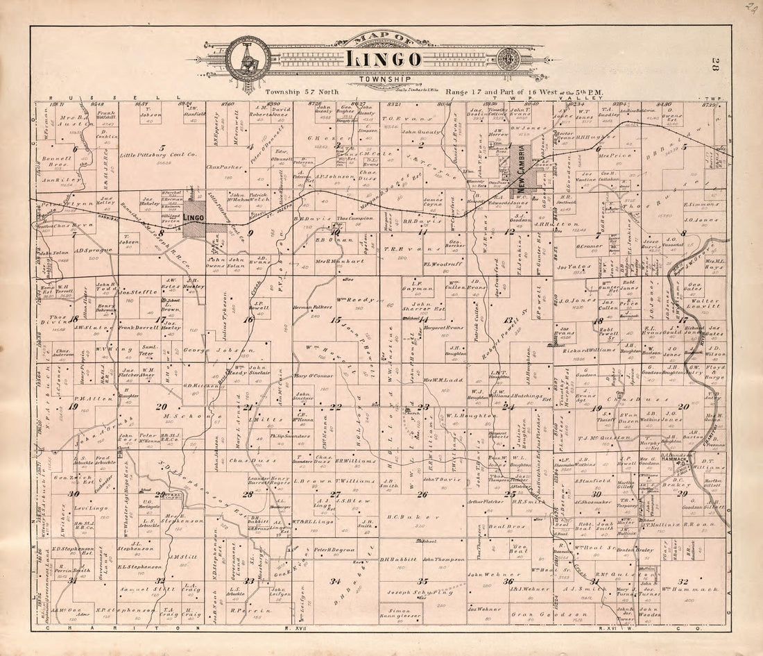 This old map of Lingo Township from Standard Atlas of Macon County, Missouri from 1897 was created by Geo. A. Ogle & Co in 1897