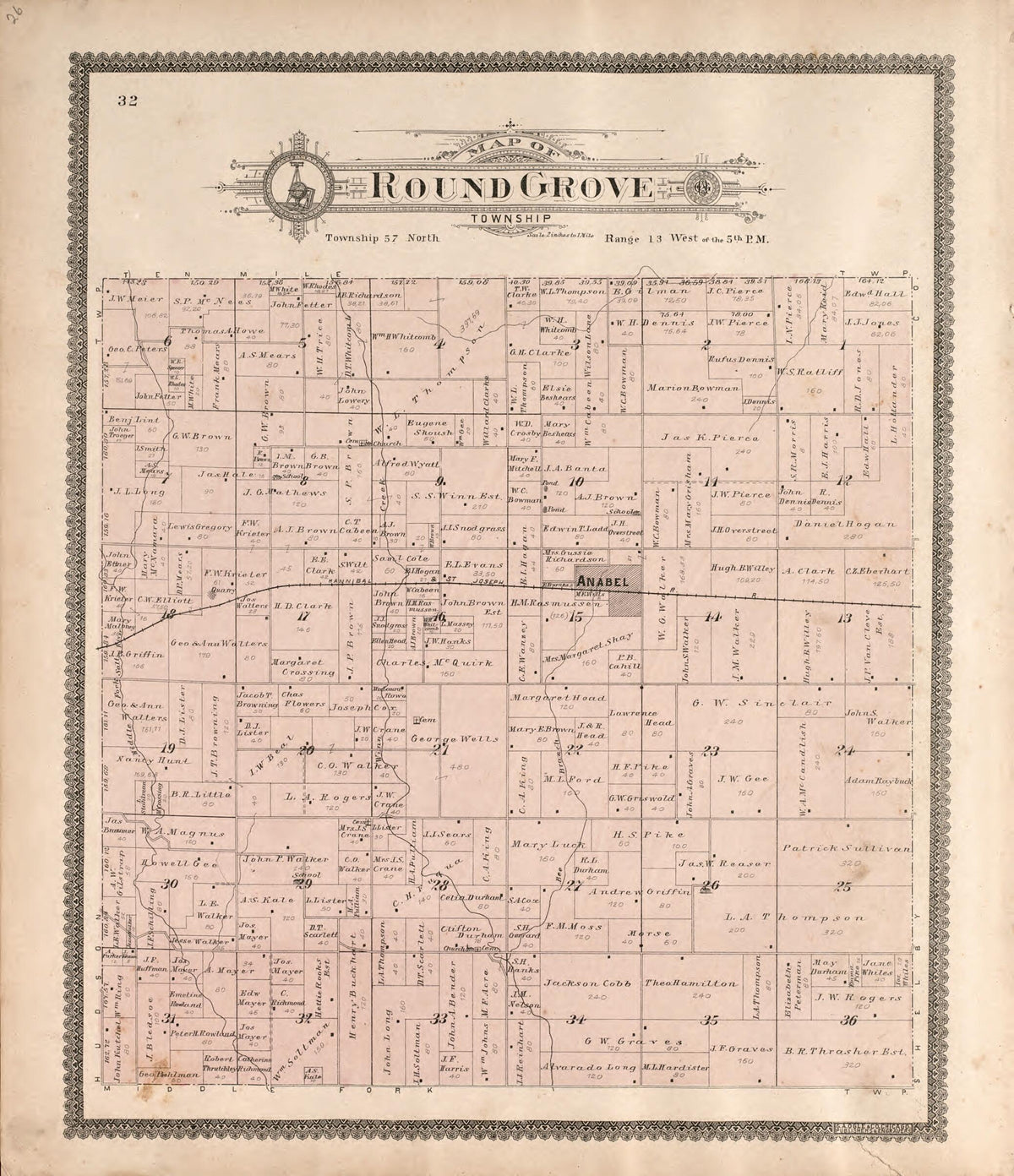 Round Grove Township from Standard Atlas of Macon County, Missouri 1897 by Relic Map Company