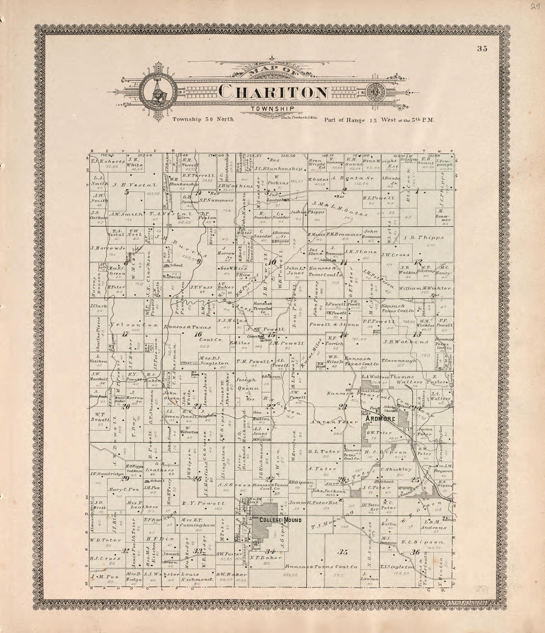 This old map of Chariton Township from Standard Atlas of Macon County, Missouri from 1897 was created by Geo. A. Ogle & Co in 1897