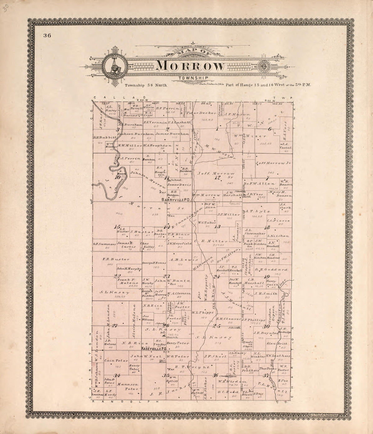 Morrow Township from Standard Atlas of Macon County, Missouri 1897 by Relic Map Company