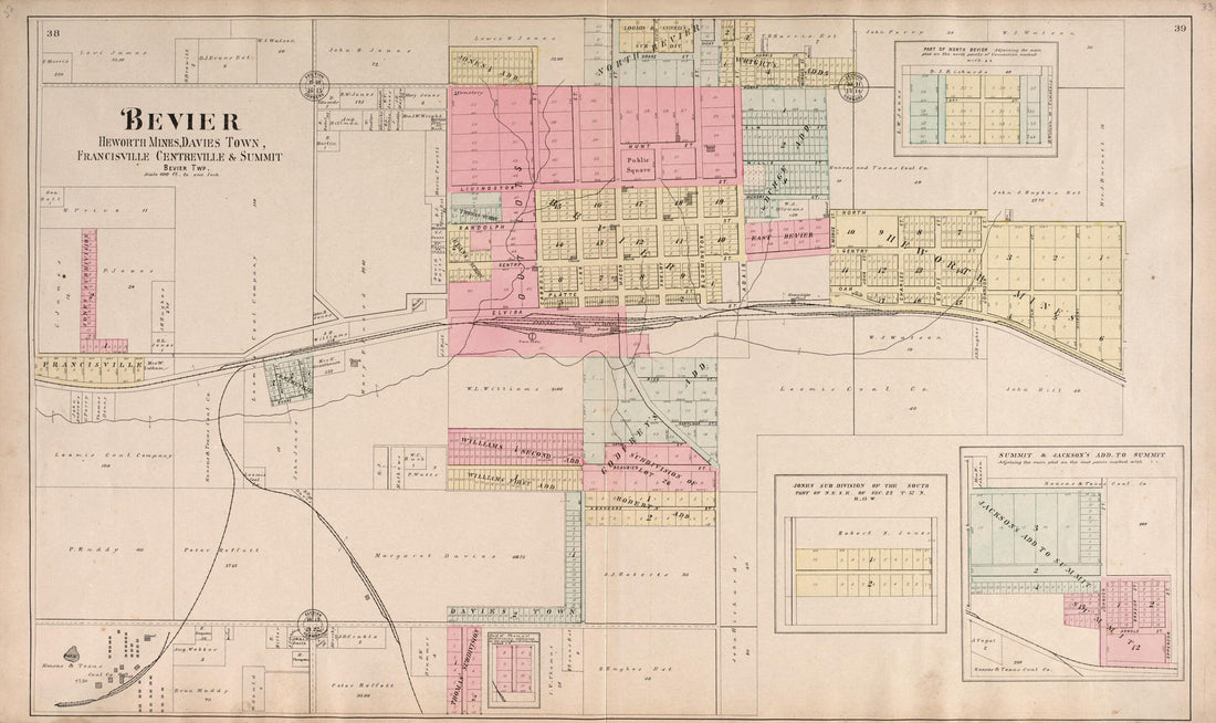 This old map of Bevier Township from Standard Atlas of Macon County, Missouri from 1897 was created by Geo. A. Ogle & Co in 1897