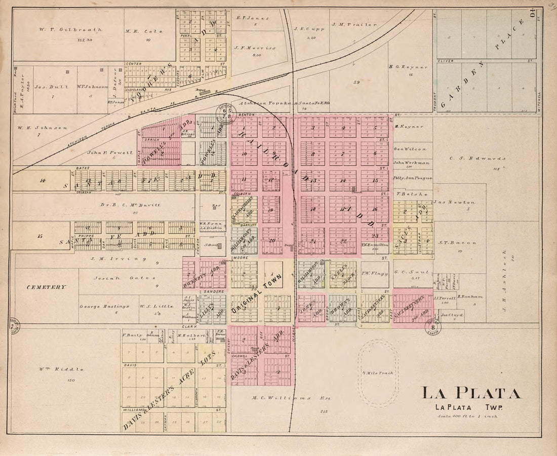 This old map of La Plata Township from Standard Atlas of Macon County, Missouri from 1897 was created by Geo. A. Ogle & Co in 1897