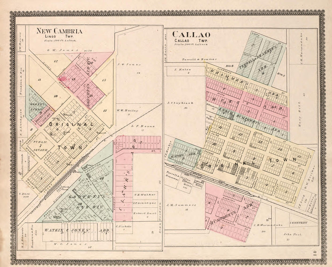 This old map of New Cambria Region & Callao Township from Standard Atlas of Macon County, Missouri from 1897 was created by Geo. A. Ogle & Co in 1897