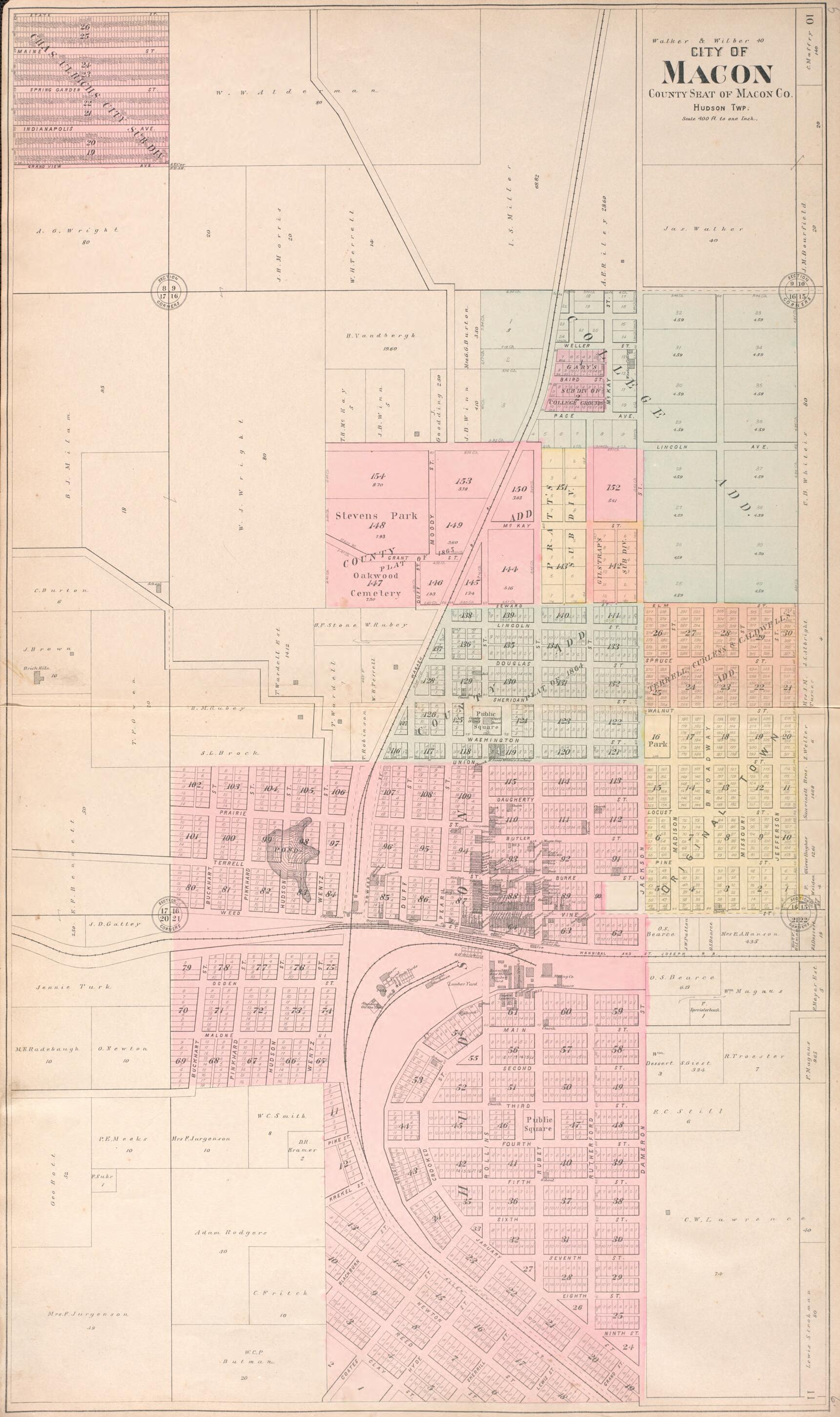 This old map of City of Macon from Standard Atlas of Macon County, Missouri from 1897 was created by Geo. A. Ogle & Co in 1897