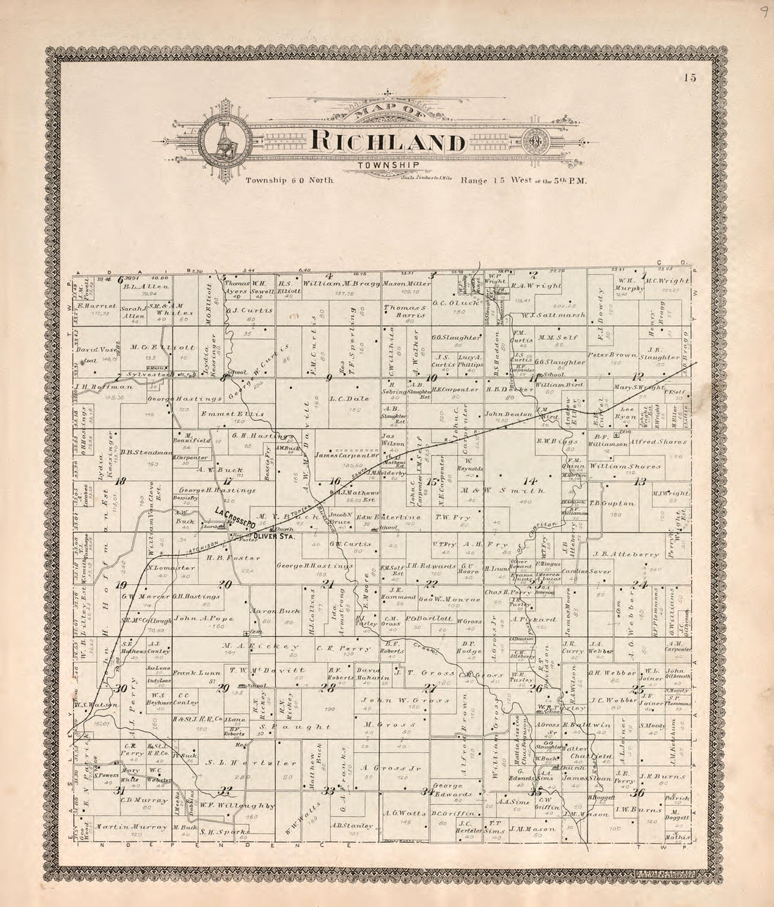 This old map of Richland Township from Standard Atlas of Macon County, Missouri from 1897 was created by Geo. A. Ogle & Co in 1897