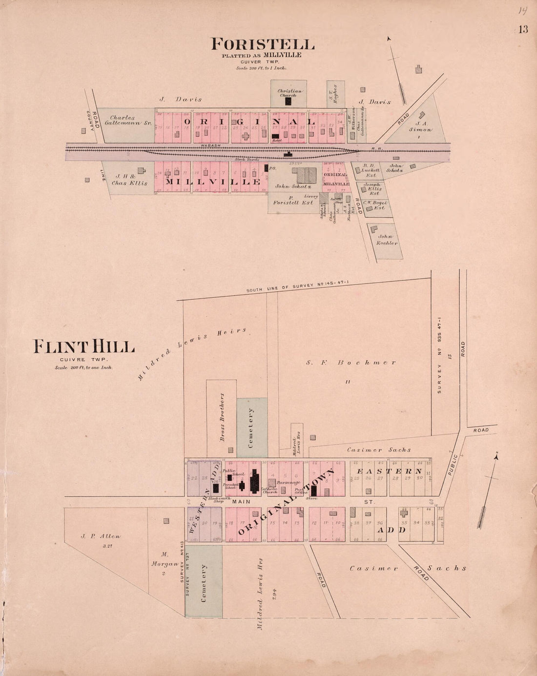 This old map of Foristell & Flint Hill from Plat Book of St. Charles Co., Missouri from 1905 was created by North West Publishing Co in 1905