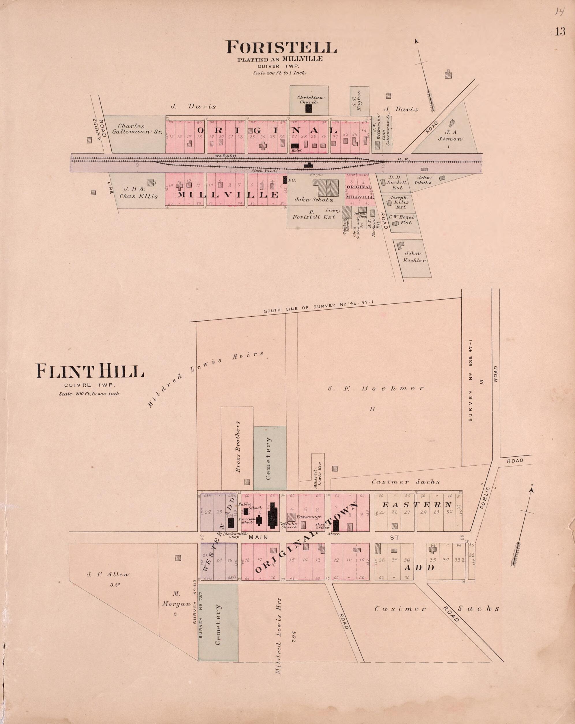 This old map of Foristell & Flint Hill from Plat Book of St. Charles Co., Missouri from 1905 was created by North West Publishing Co in 1905